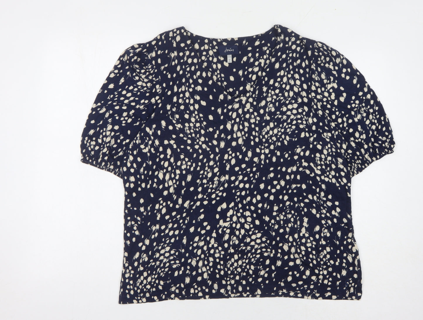 Joules Women's Blue Animal Print Puff Sleeve Top