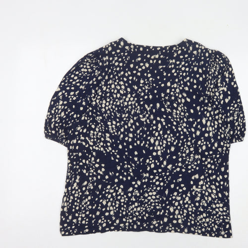 Joules Women's Blue Animal Print Puff Sleeve Top