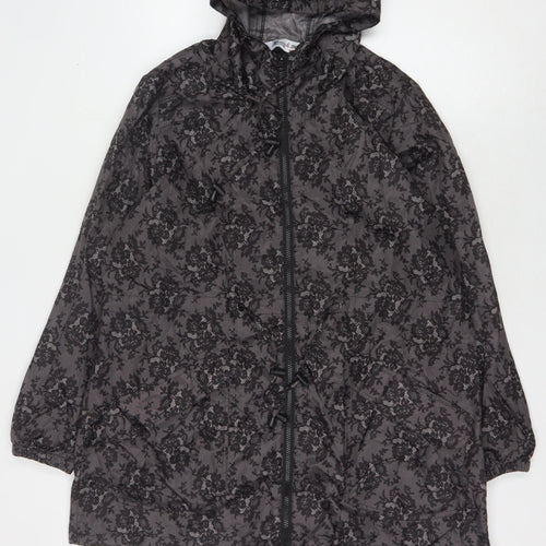 Harvey & Jones Women's Grey Floral Hooded Jacket 16/18
