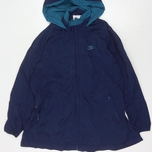 Nike Women's Blue Anorak Jacket L Hooded Sports