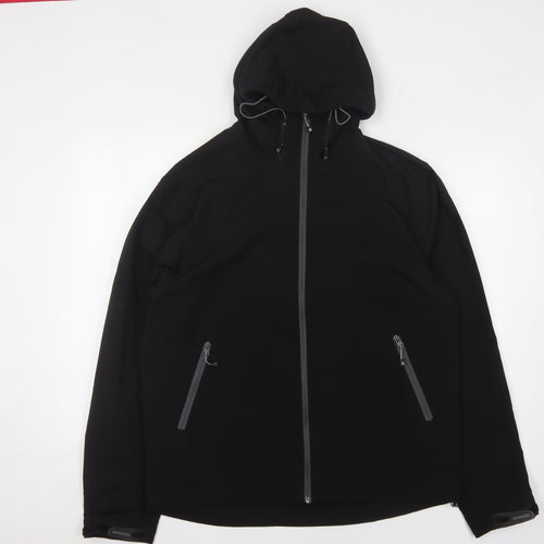 Acode Men's Black Basic Jacket L Hooded Zipped Pockets
