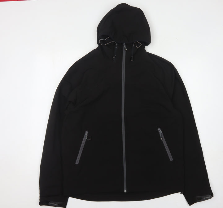 Acode Men's Black Basic Jacket L Hooded Zipped Pockets