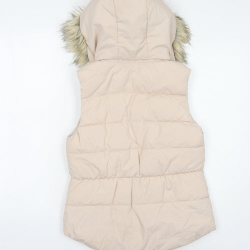 L.O.G.G. Girls Beige Puffer Jacket with Fur Hood, Size 11 Years
