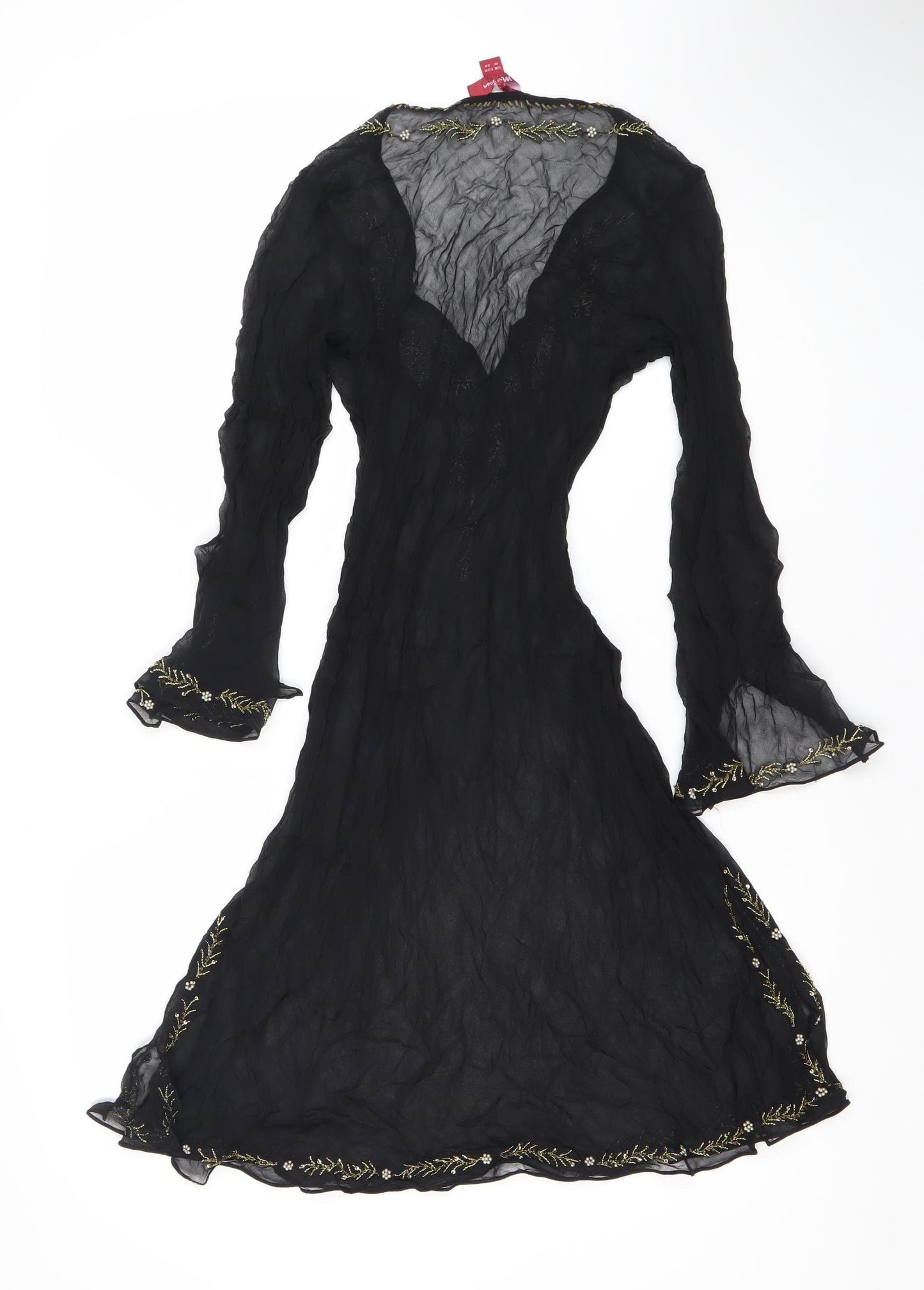 Monsoon Women's Black Dress Size 10 with Embroidered Details