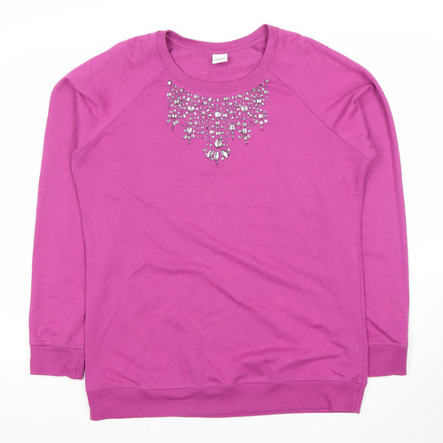 Cotton Traders Women's Pink Jewel Sweatshirt Size 16