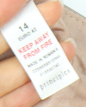 Principles Beige Women's Camisole Blouse with Bow - Size 14