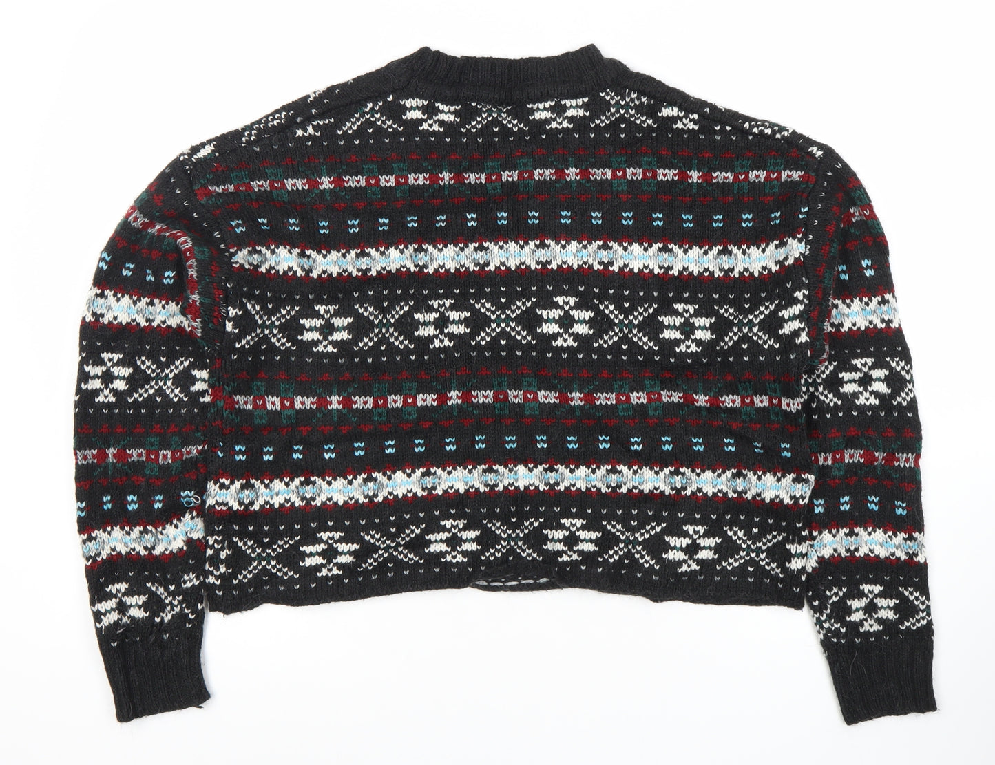 PULL&BEAR Women's Black Fair Isle Jumper Size 8