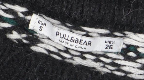 PULL&BEAR Women's Black Fair Isle Jumper Size 8
