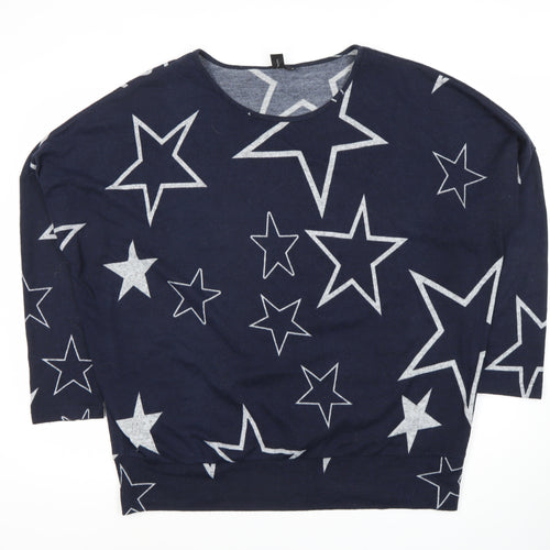 Izabel London Women's Blue Star Dolman Sleeve Top XL
