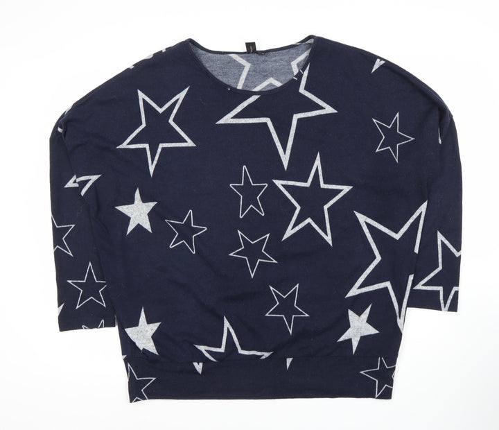 Izabel London Women's Blue Star Dolman Sleeve Top XL
