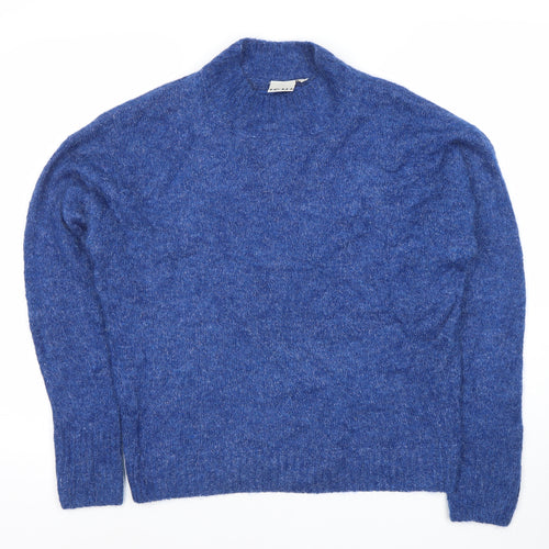 ICHI Women's Blue Mock Neck Pullover Jumper Size M