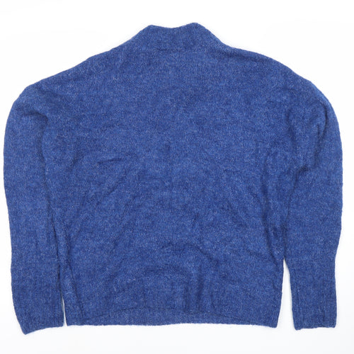 ICHI Women's Blue Mock Neck Pullover Jumper Size M