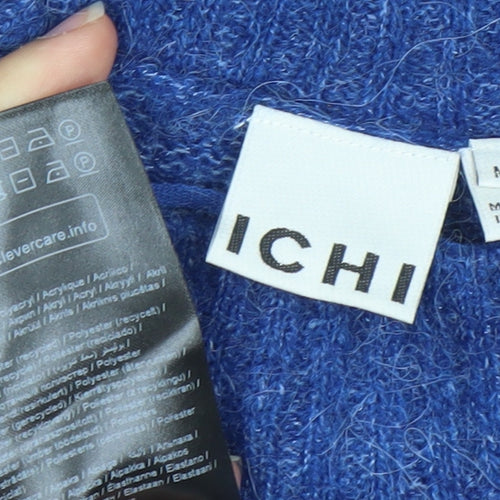 ICHI Women's Blue Mock Neck Pullover Jumper Size M