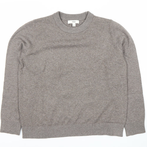Marks and Spencer Women's Brown Wool Crew Neck Jumper