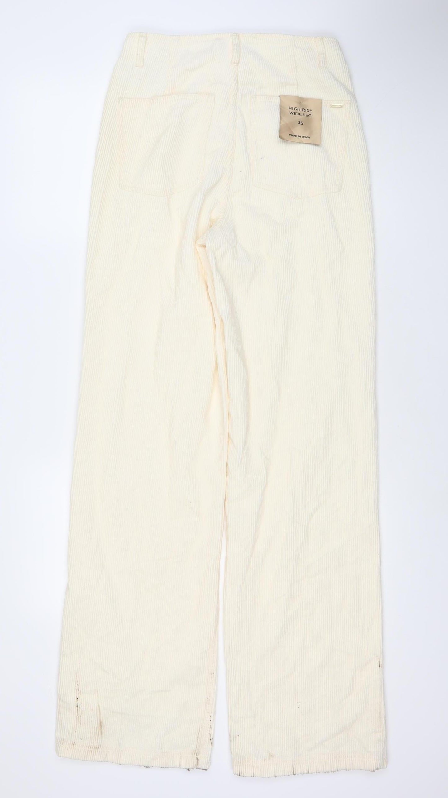 Massimo Dutti Women's Ivory Corduroy Trousers Size 8
