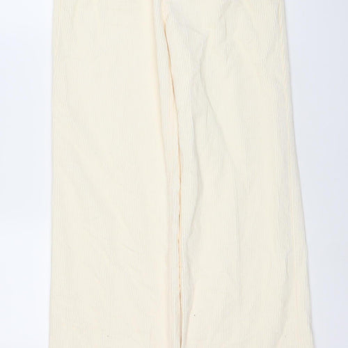 Massimo Dutti Women's Ivory Corduroy Trousers Size 8