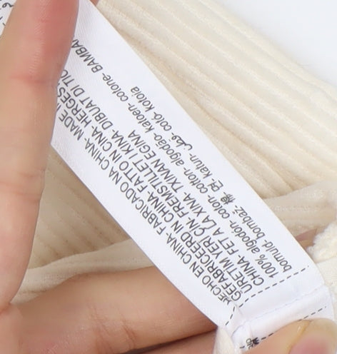 Massimo Dutti Women's Ivory Corduroy Trousers Size 8