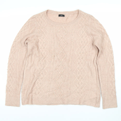 M&Co Women’s Pink Cable-Knit Pullover Jumper, Size 12