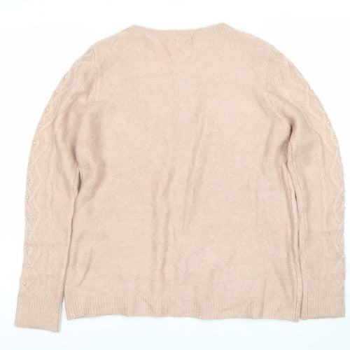 M&Co Women’s Pink Cable-Knit Pullover Jumper, Size 12