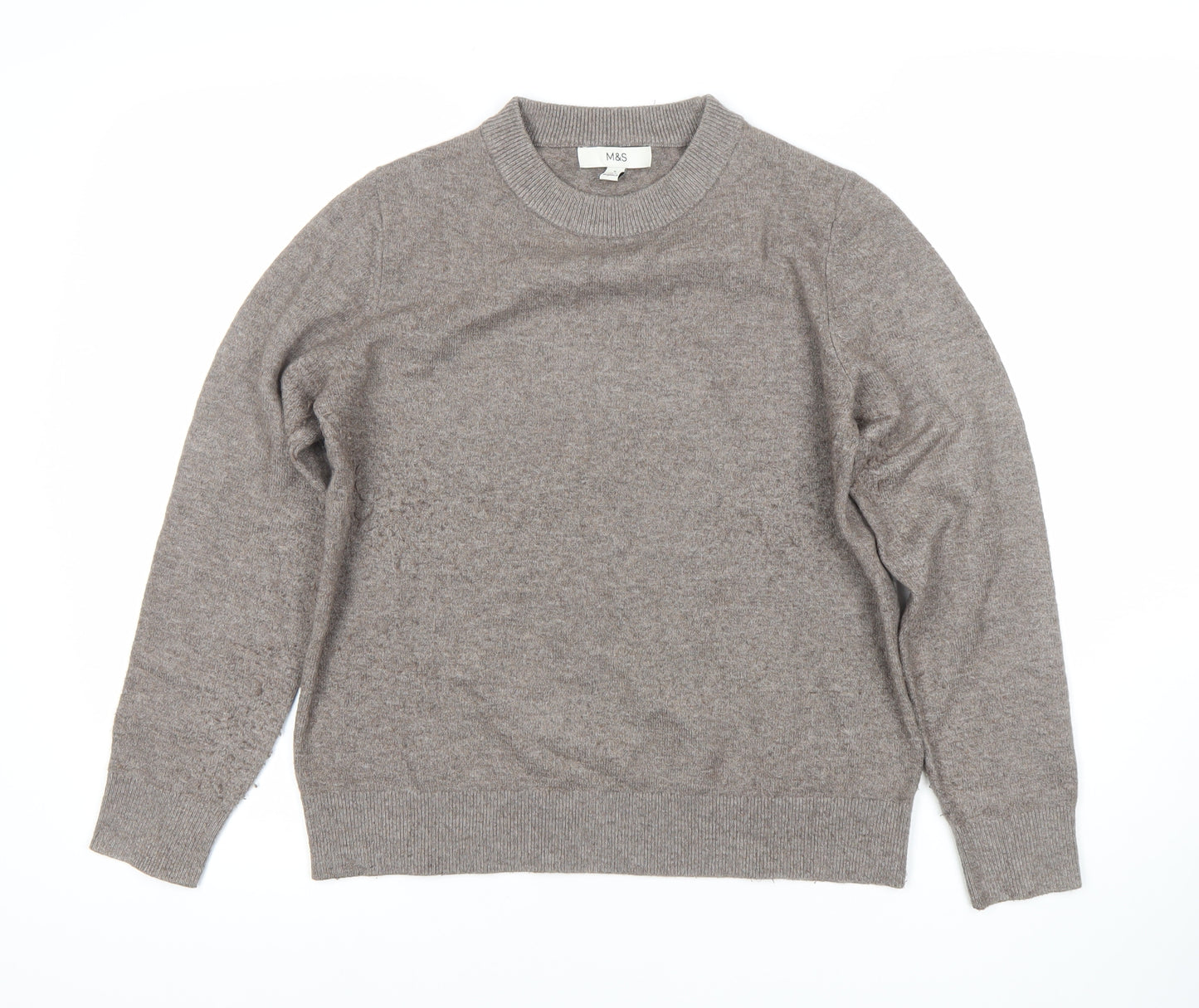 Marks and Spencer Women's Grey Wool Jumper, Size 10