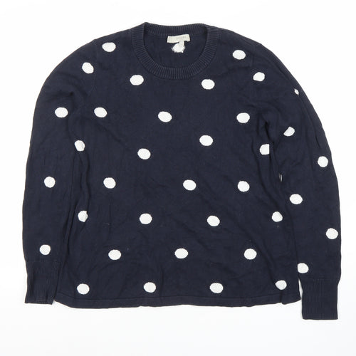Hobbs Women's Blue Polka Dot Pullover Jumper S