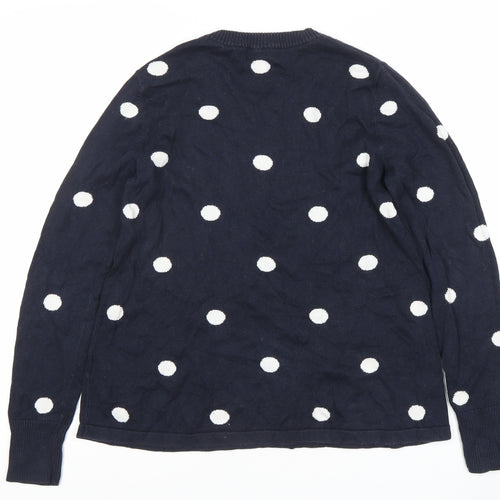 Hobbs Women's Blue Polka Dot Pullover Jumper S