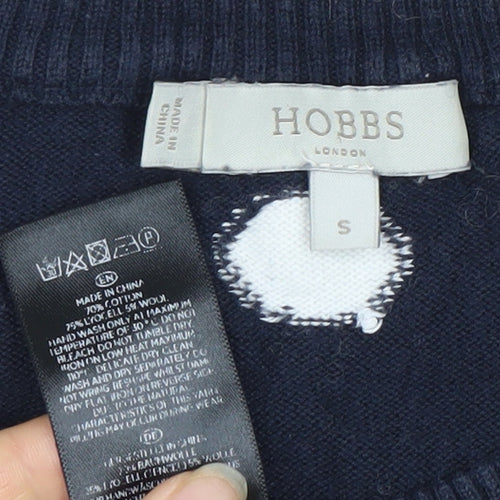 Hobbs Women's Blue Polka Dot Pullover Jumper S