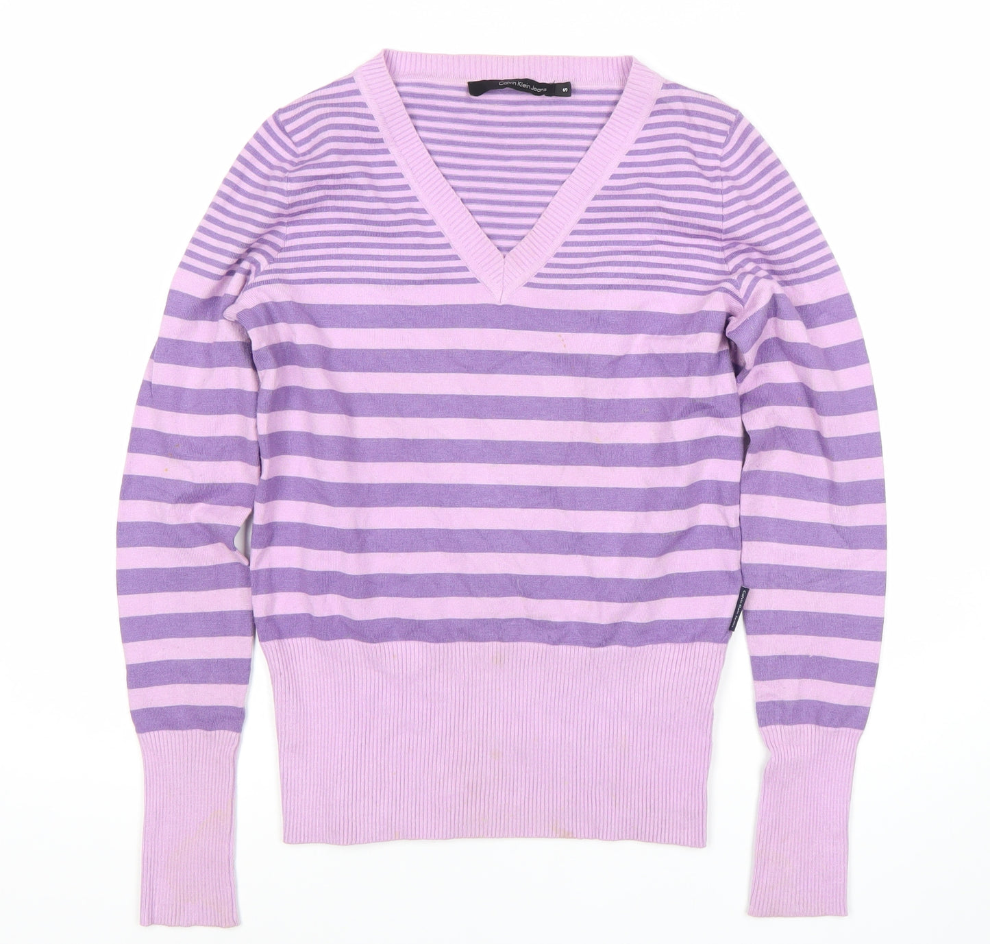 Calvin Klein Jeans Women's Striped V-Neck Jumper, S