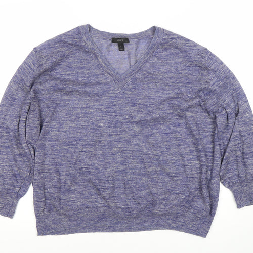 J.Crew Women's Blue V-Neck Pullover Jumper, Size L