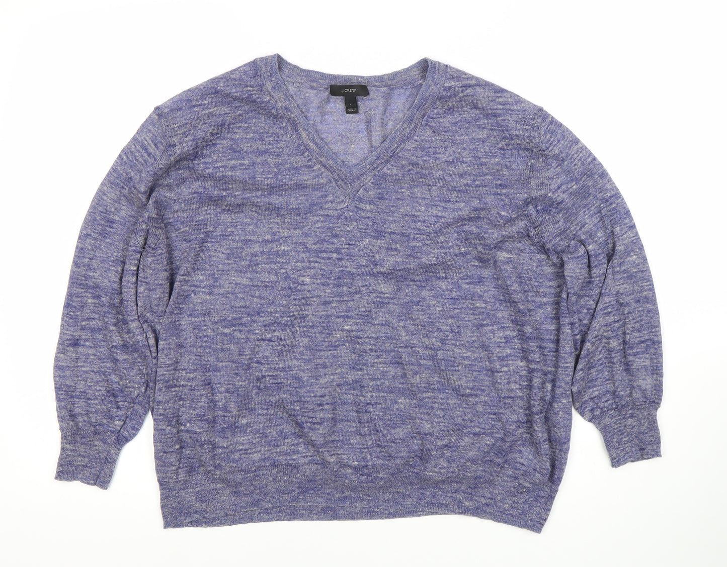 J.Crew Women's Blue V-Neck Pullover Jumper, Size L