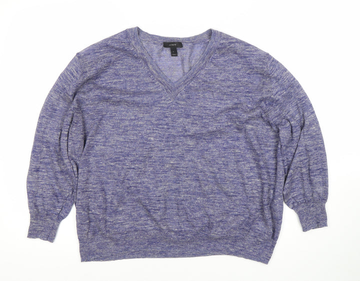 J.Crew Women's Blue V-Neck Pullover Jumper, Size L