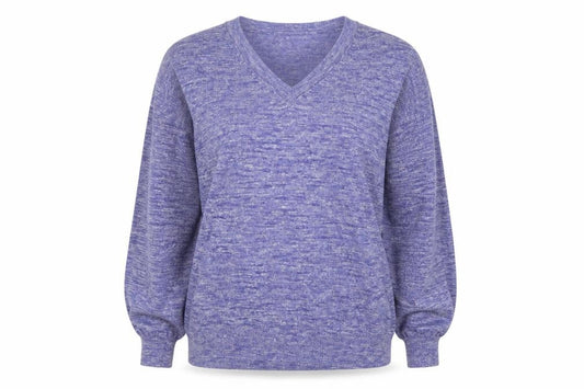 Front view of J.Crew Women's Blue V-Neck jumper, size L