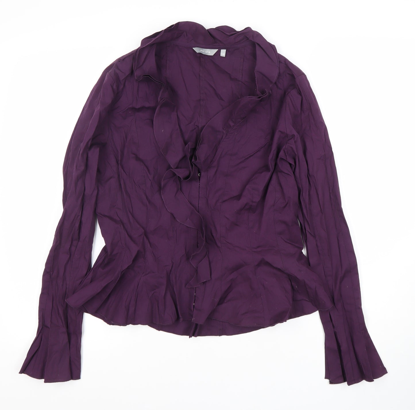 Per Una Women's Purple Blouse Size 14 with Ruffles