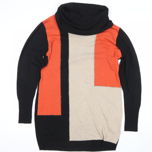 Roman Women's Tunic Jumper, Black/Beige/Orange, Size 12
