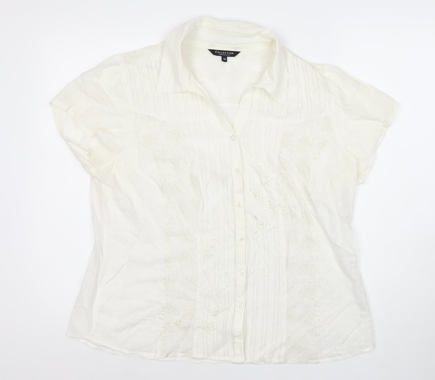 Debenhams Women's White Cotton Button-Up Shirt Size 16