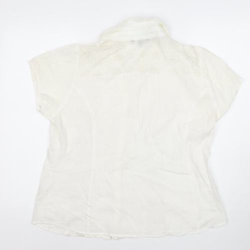 Debenhams Women's White Cotton Button-Up Shirt Size 16