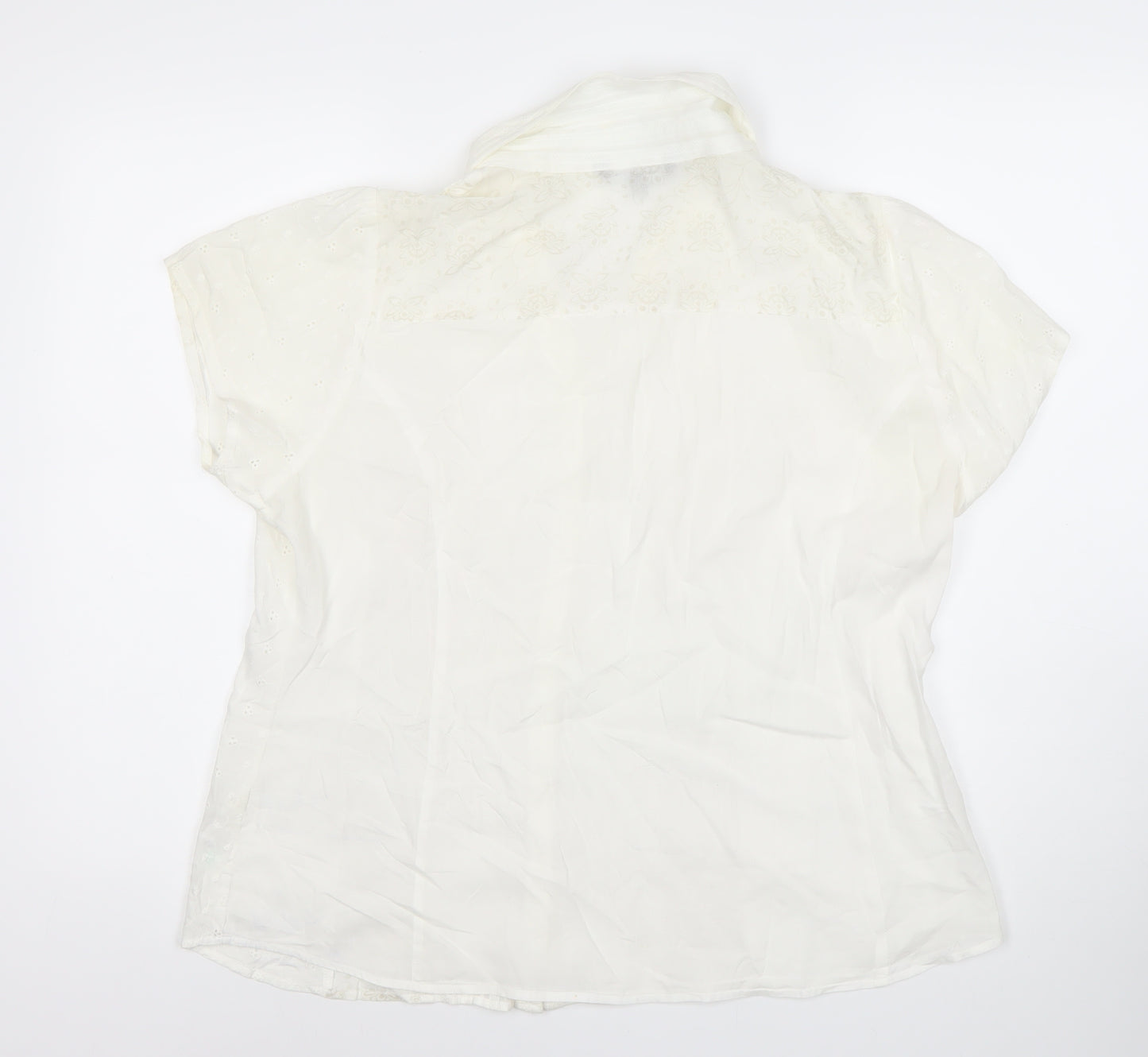 Debenhams Women's White Cotton Button-Up Shirt Size 16