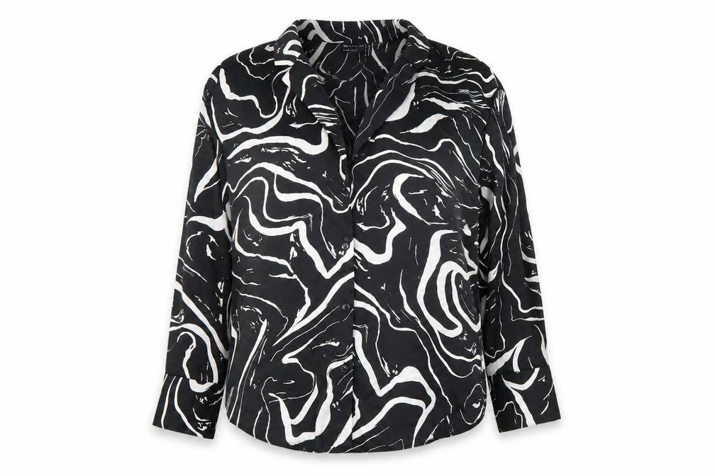 Front view of ASOS Women's Black Button-Up Shirt, size 12