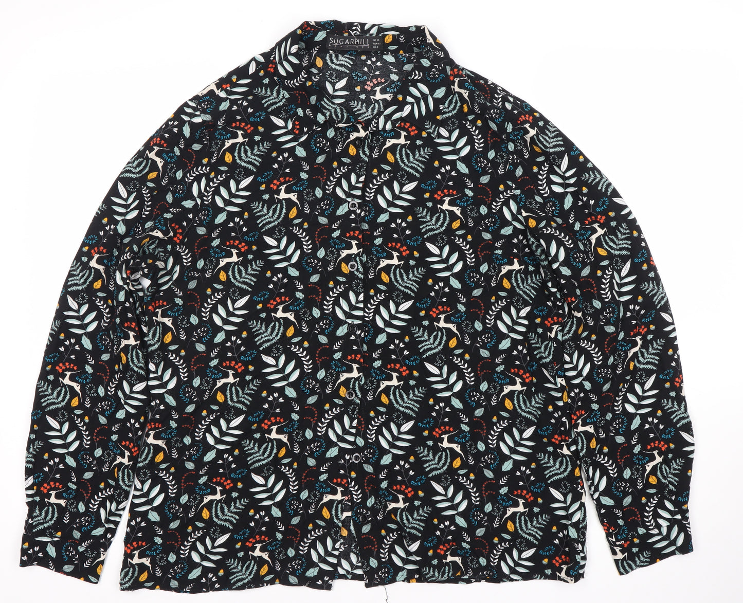 Sugarhill Women's Black Floral Button-Up Shirt