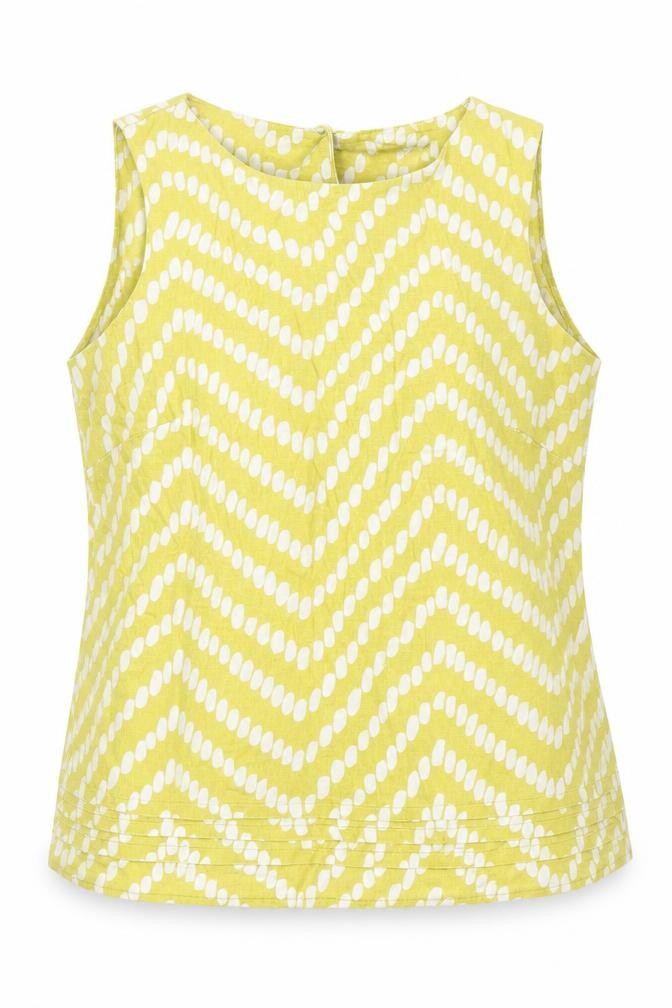 Front view of BHS Women's Yellow Geometric Blouse, size 12