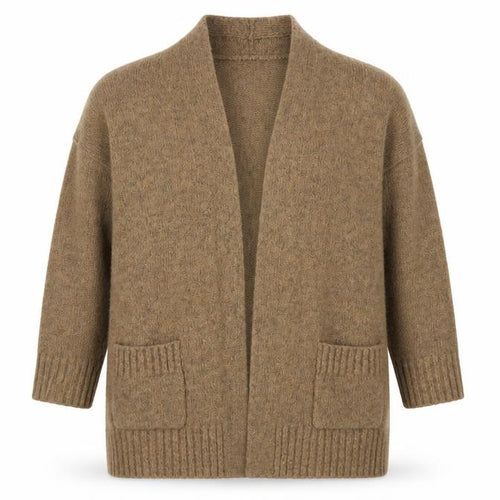Bershka Women’s Brown Open Front Cardigan, Size S, Knit, Relaxed Fit