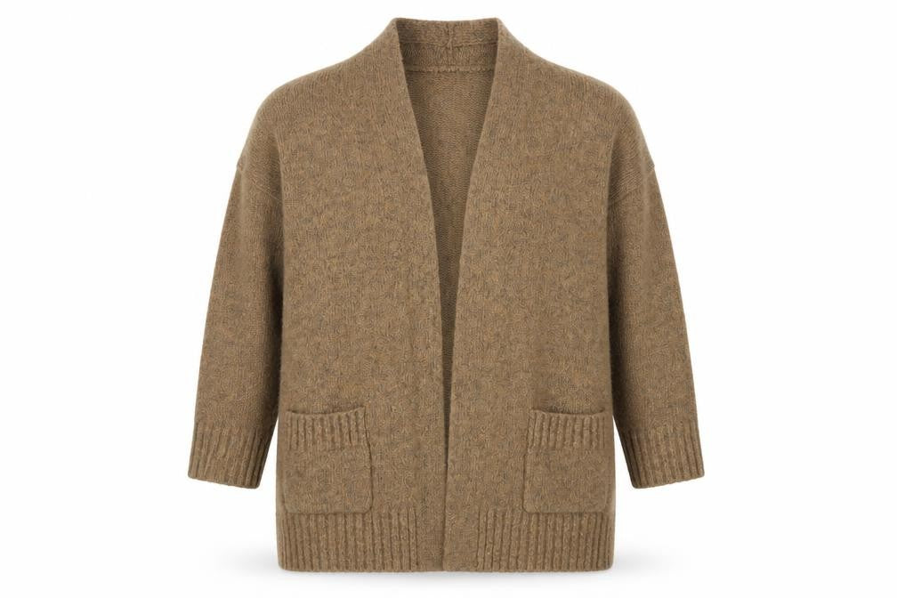 Bershka Women’s Brown Open Front Cardigan, Size S, Knit, Relaxed Fit