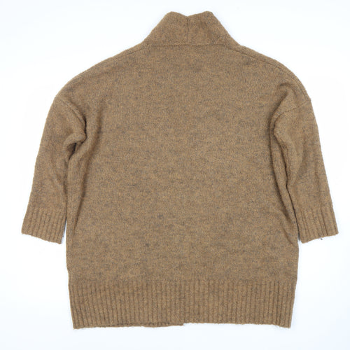 Bershka Women’s Brown Open Front Cardigan, Size S, Knit, Relaxed Fit
