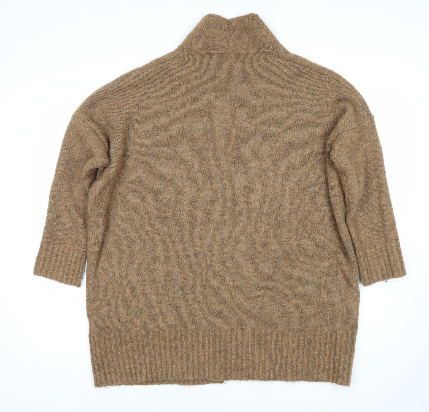 Bershka Women’s Brown Open Front Cardigan, Size S, Knit, Relaxed Fit