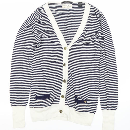 Maison Scotch Women’s Blue Striped Cardigan Size 10