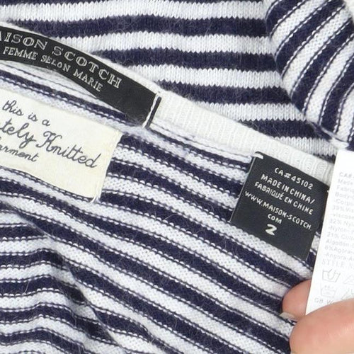 Maison Scotch Women’s Blue Striped Cardigan Size 10