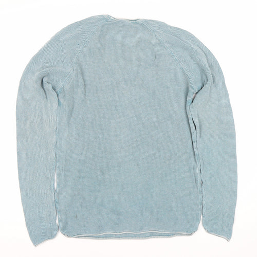 E.T.A.S Men's Blue Cotton Pullover Jumper, Size S