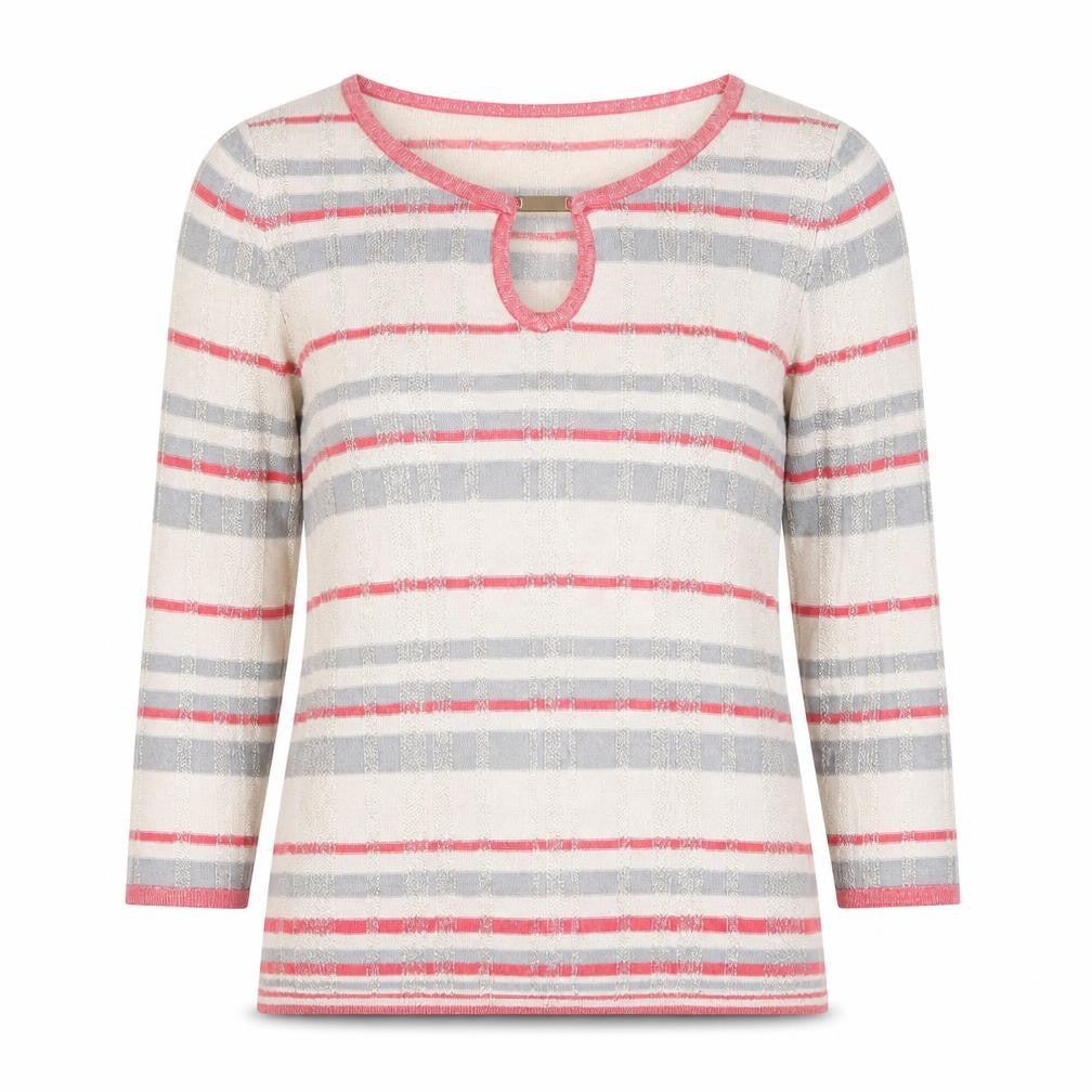 Front view of Bonmarché Women's Multicoloured Striped Jumper, size 8
