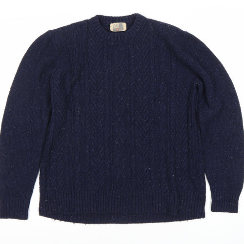 North Coast Men's Blue Wool Blend Pullover Jumper M