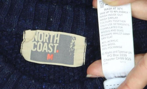 North Coast Men's Blue Wool Blend Pullover Jumper M